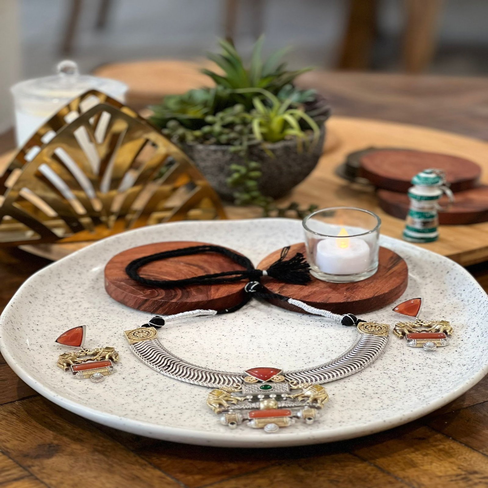 Statement Necklace Set in German Silver